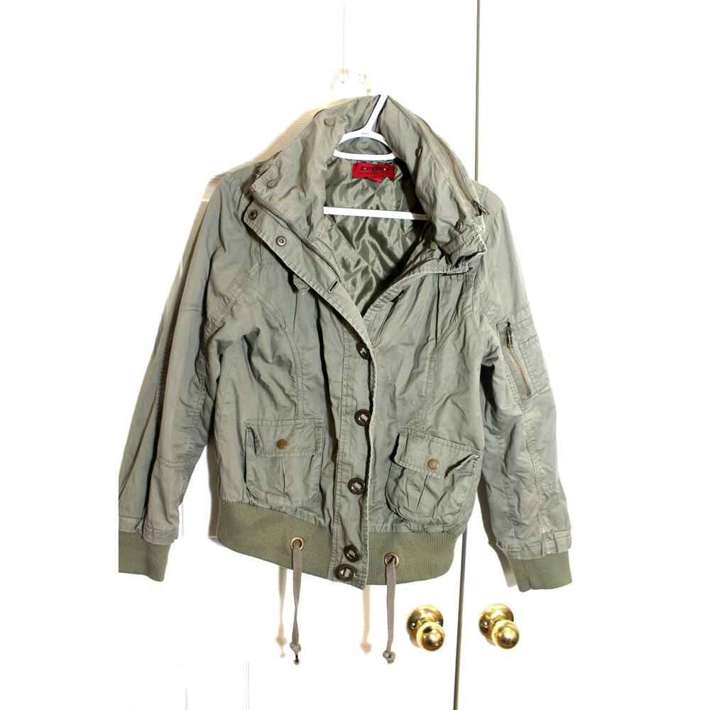 Coffee Shop Olive Green Bomber Flight Jacket sz M